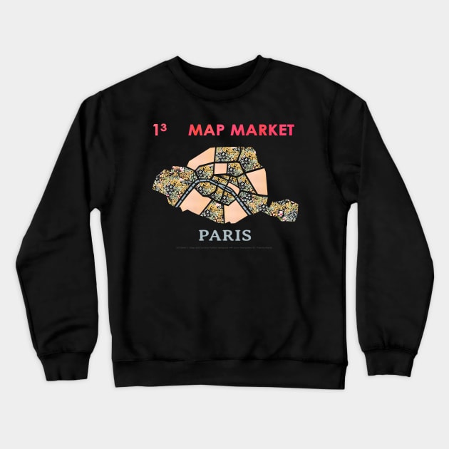 Paris Map - Full Size Crewneck Sweatshirt by Paloma Navio